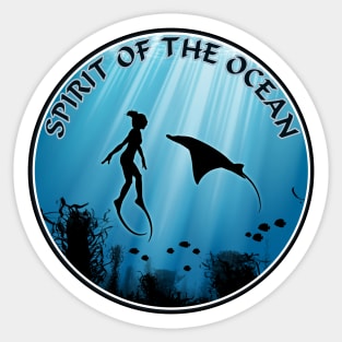 Freediver and Manta Ray Sticker